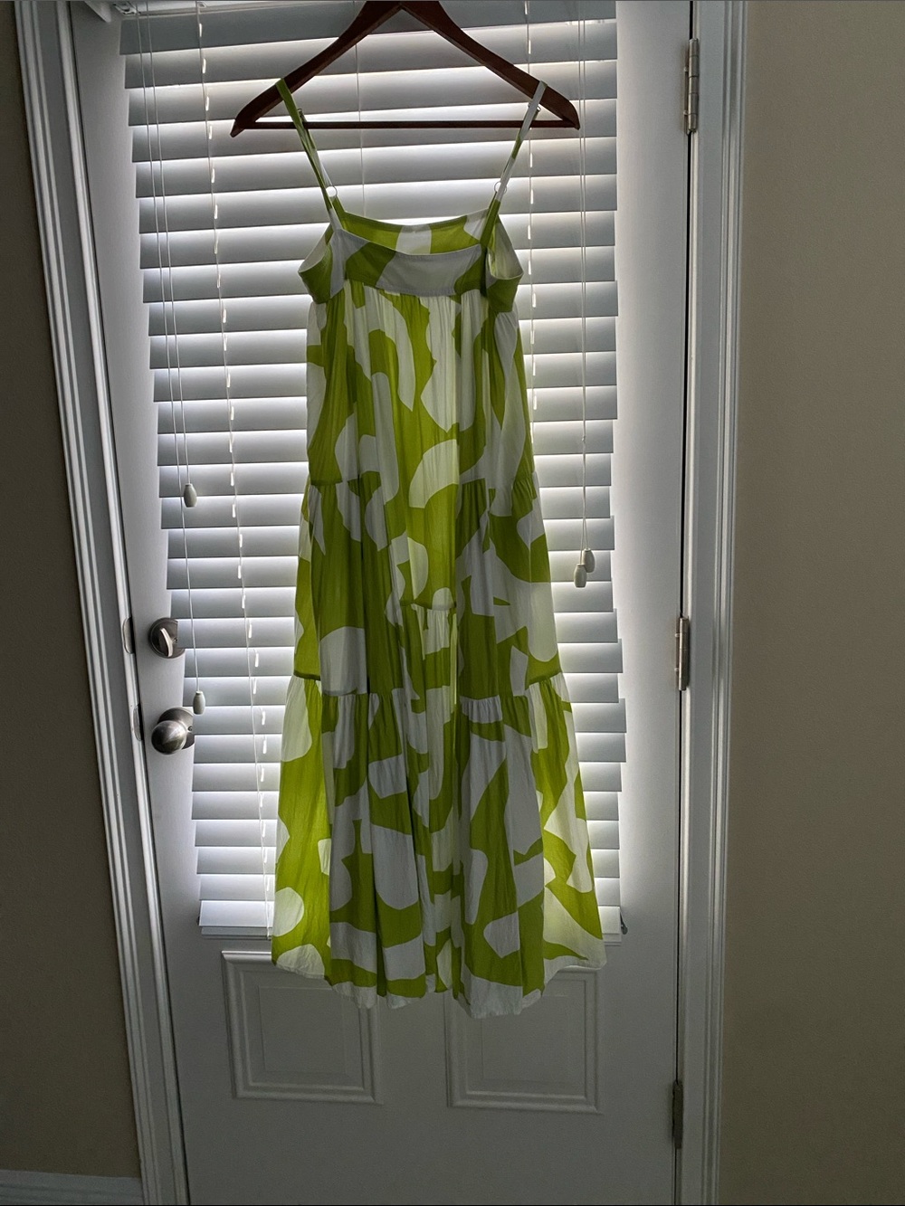 Anel The Label Sleeveless Midi Dress in Lime Green & White